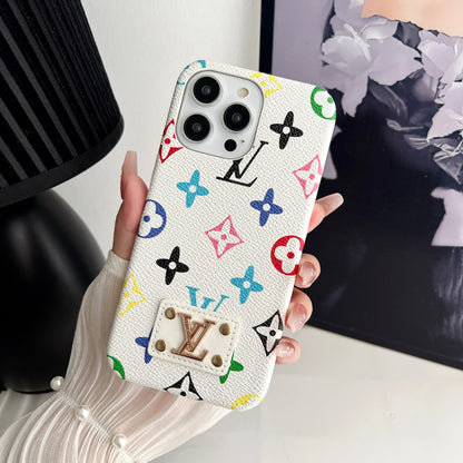 MONOGRAM LEATHER PC HARD BACK CASE FOR IPHONE Roxy New 2