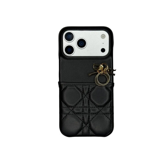 Dior Cannage Quilted Leather Charm Case for iPhone 12-18 Series