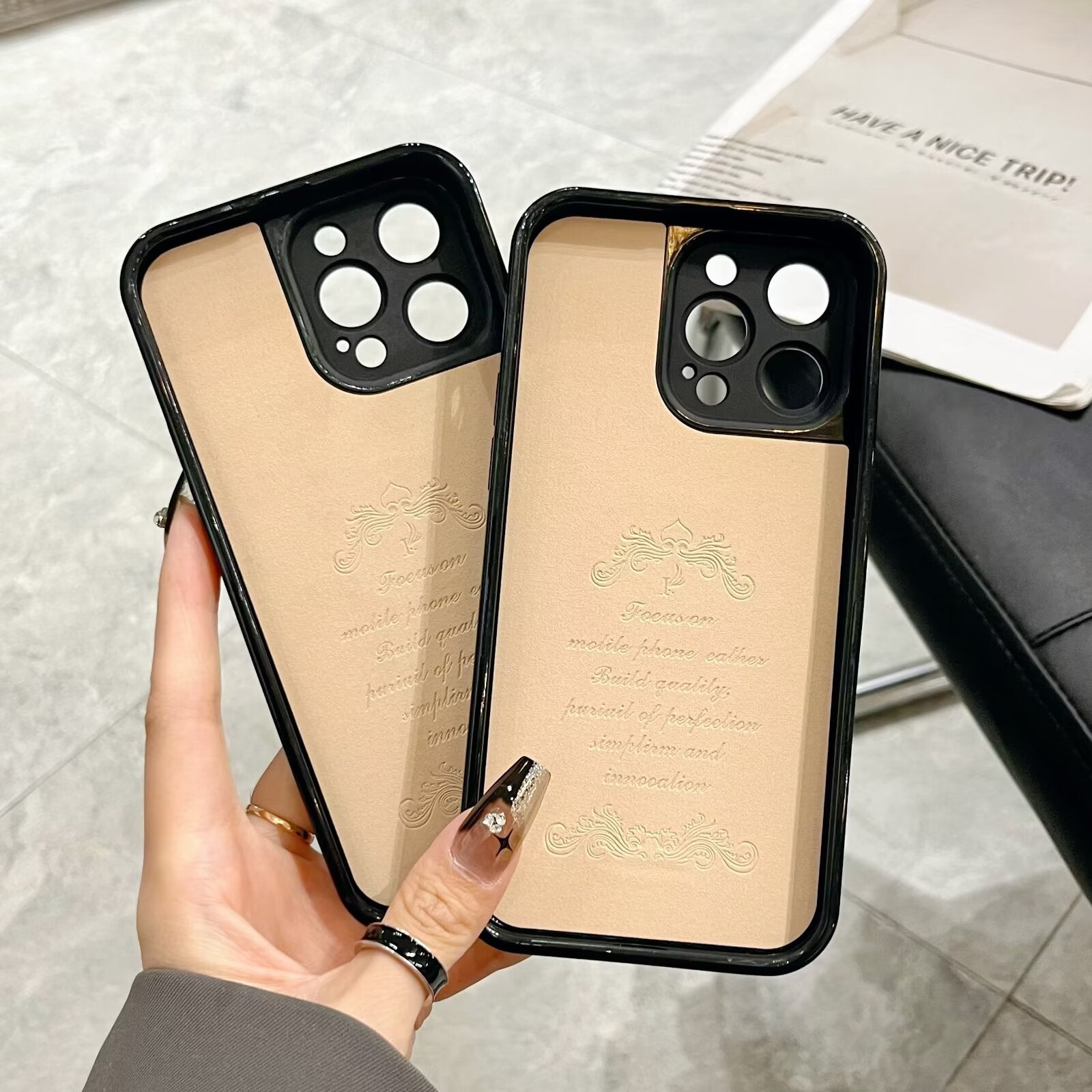 3D Monogram Embossed Leather  Case for iPhone theroxymob