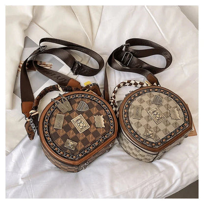 Purse Fashion Retro Bear Badge Print Leather Roxy New