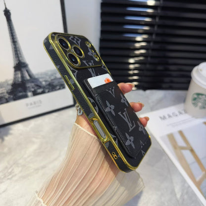 Lv Luxury Phone Case with Card Holder For iPhone 12 to 18 Pro Max