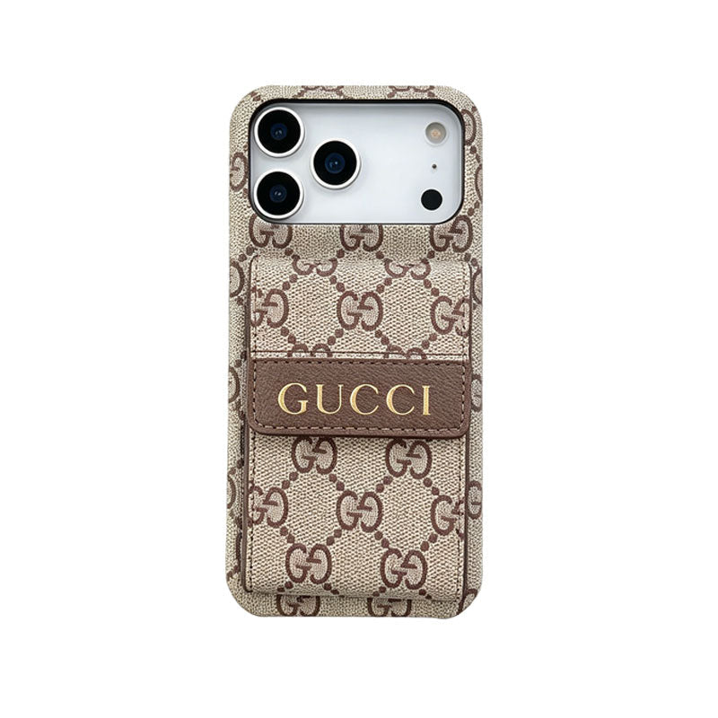 Stylish GG iPhone Case with Card Holder for iPhone 12-17