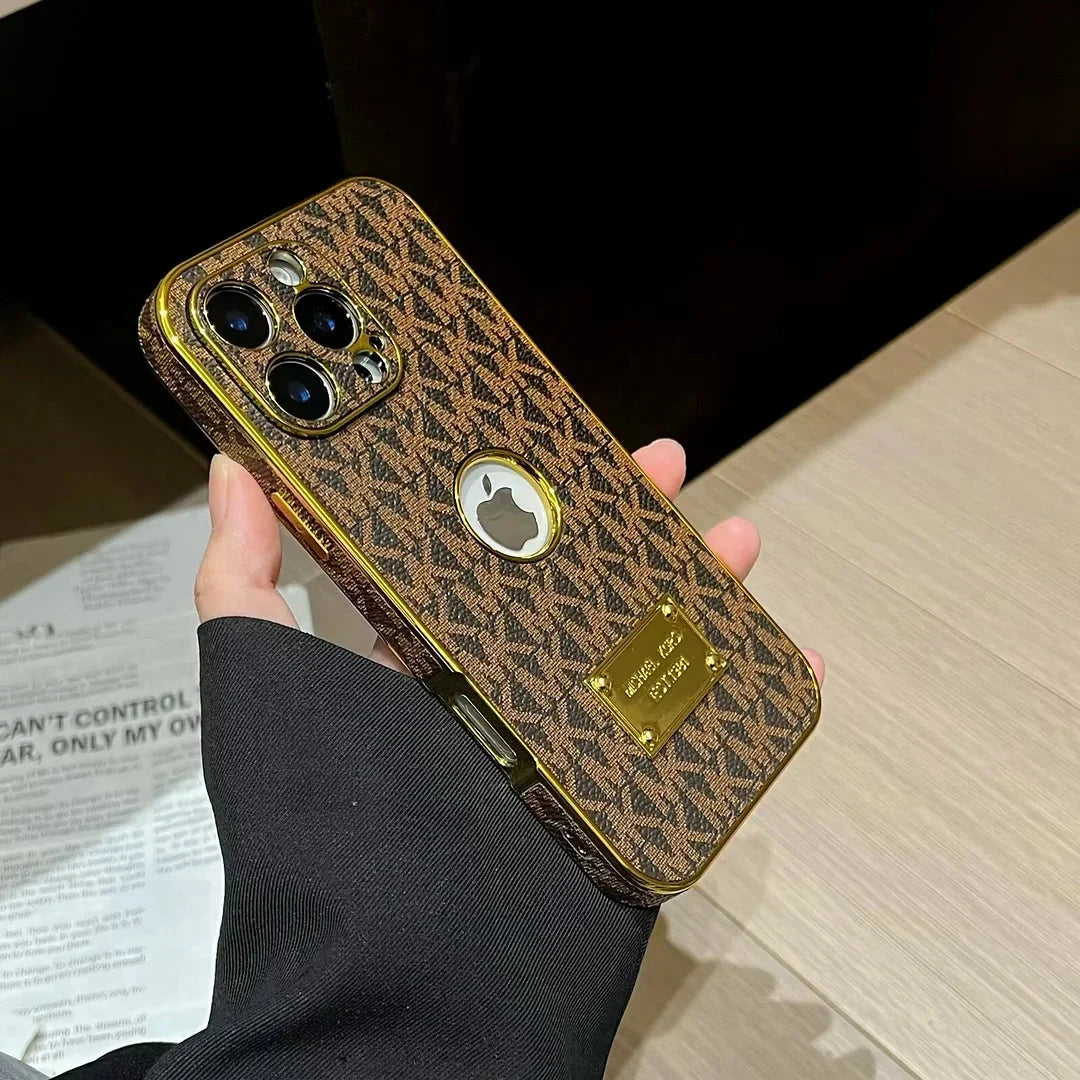 Gold Monogram Signature Canvas Leather Apple iPhone Case Roxy New 2