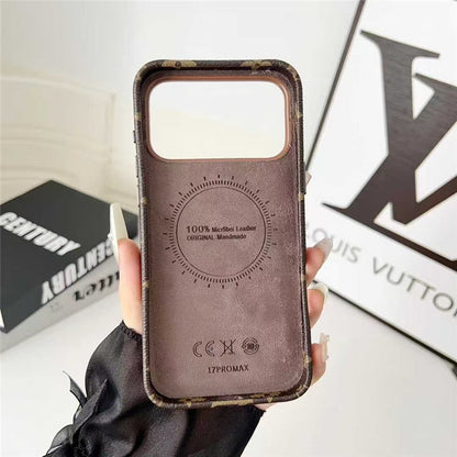 Lv Leather Card Holder Phone Case For iPhone 12-18 Pro & Pro Max