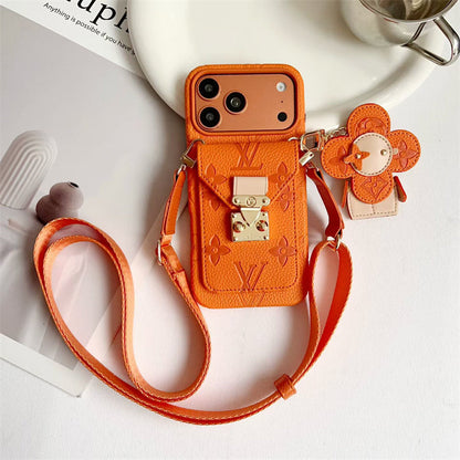 Luxury Monogram Crossbody Case with Detachable Wallet for iPhone 12-18 Pro & Pro Max