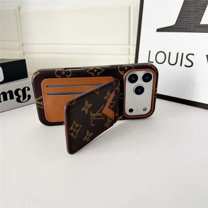 Lv Leather Card Holder Phone Case For iPhone 12-18 Pro & Pro Max