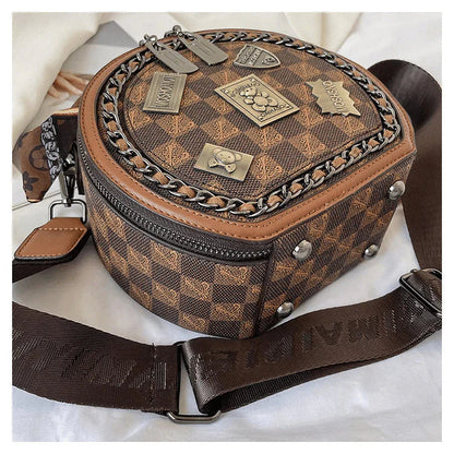 Purse Fashion Retro Bear Badge Print Leather Roxy New