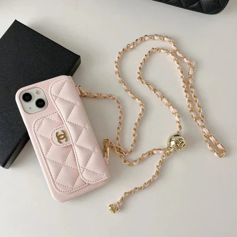 Chanel Genuine Leather Wallet Leather Crossbody Bag Apple iPhone Case Roxy New 2