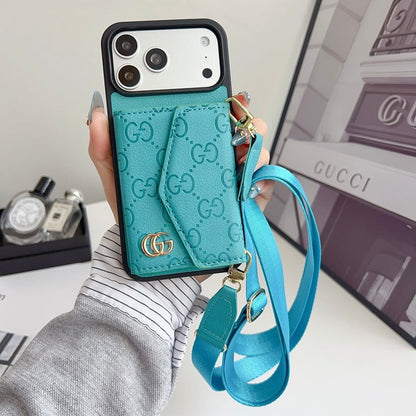 Luxury Plain Fold Envelope Case with Strap - iPhone 12-18 Pro & Pro Max
