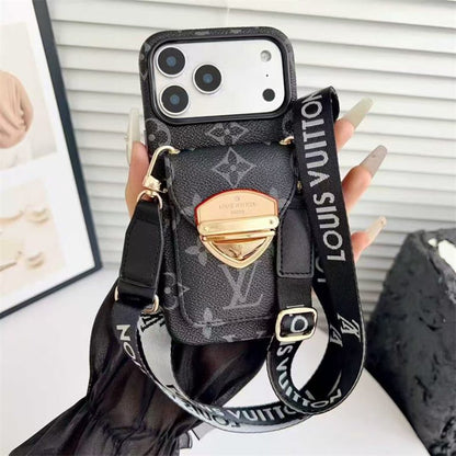LV Luxury Phone Case with Strape For iPhone 12-18 Pro & Pro Max