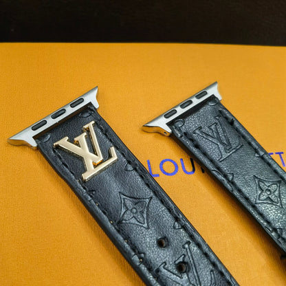 BAND METAL LOGO 3D EMBOSSED MONOGRAM LEATHER APPLE WATCH Roxy New