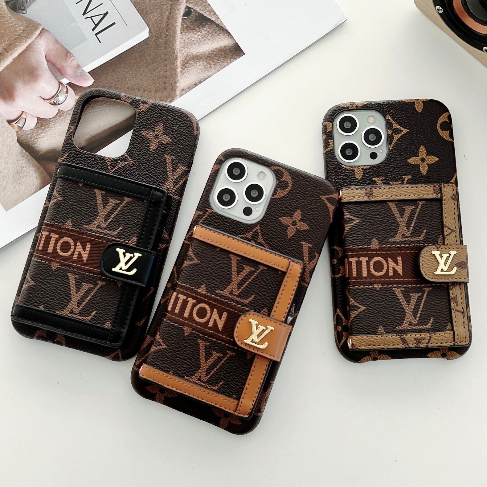 EMBROIDERED WALLET CARD HOLDER PHONE CASE Roxy New 2