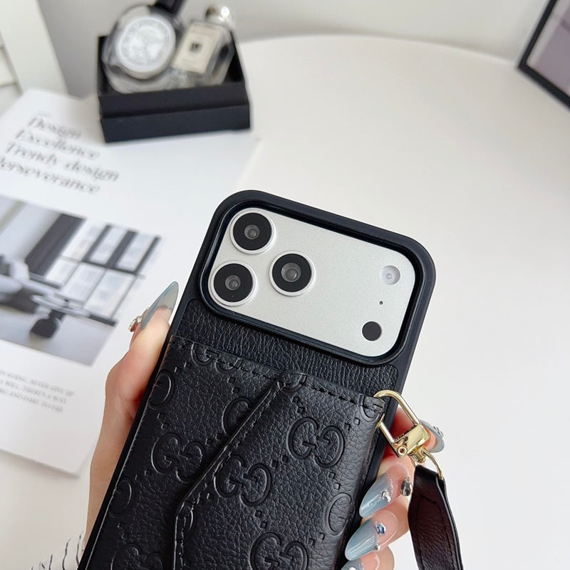 Luxury Plain Fold Envelope Case with Strap - iPhone 12-18 Pro & Pro Max