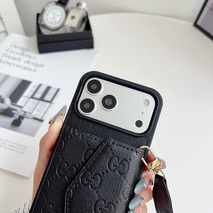 Luxury Plain Fold Envelope Case with Strap - iPhone 12-18 Pro & Pro Max
