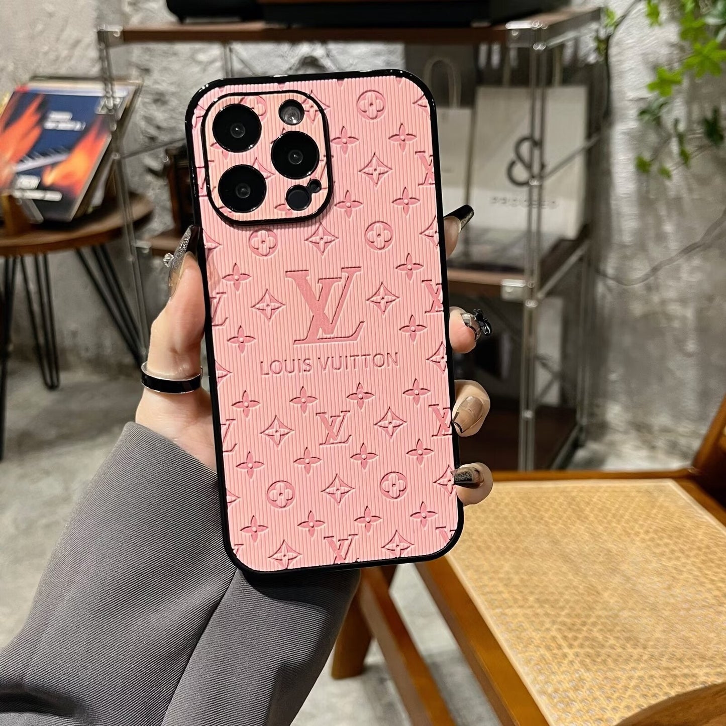 3D Monogram Embossed Leather  Case for iPhone theroxymob