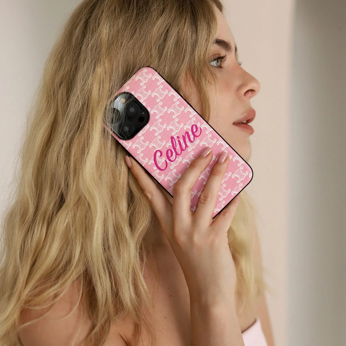 PREMIUM CELINE IPHONE CASE MASSIVE LOGO PINK