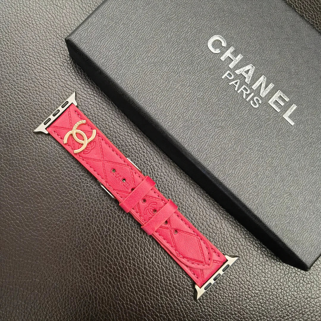 Luxury Gold Monogram 3D Embossed Leather Apple Watch Strap Roxy New
