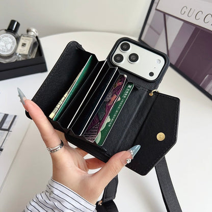 Luxury Plain Fold Envelope Case with Strap - iPhone 12-18 Pro & Pro Max