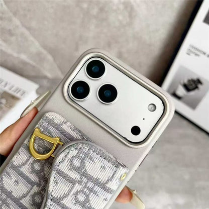 Dior Leather Phone Case With Card Holder For iPhone 17/ 16 / 15/ 14