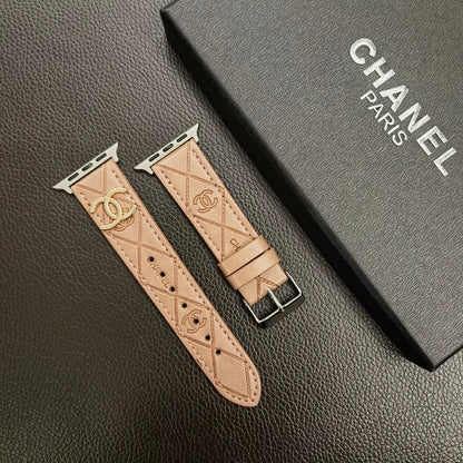 Luxury Gold Monogram 3D Embossed Leather Apple Watch Strap Roxy New