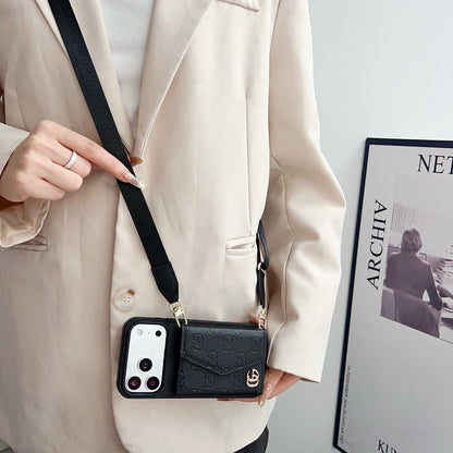Luxury Plain Fold Envelope Case with Strap - iPhone 12-18 Pro & Pro Max