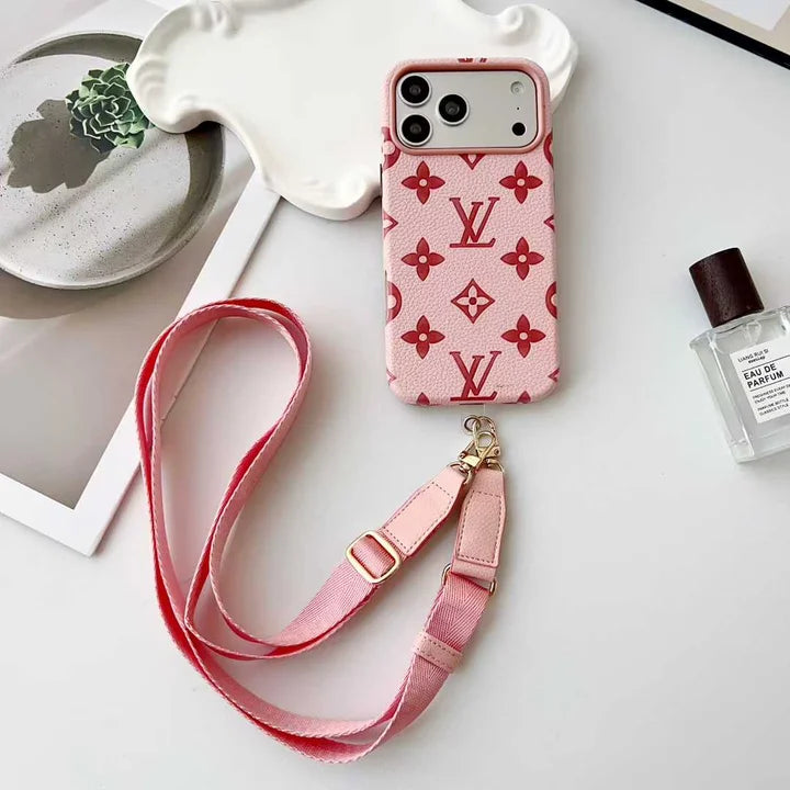 Elite Monogram Leather Case with Crossbody Strapfor iPhone 12-18 Pro & Pro Max