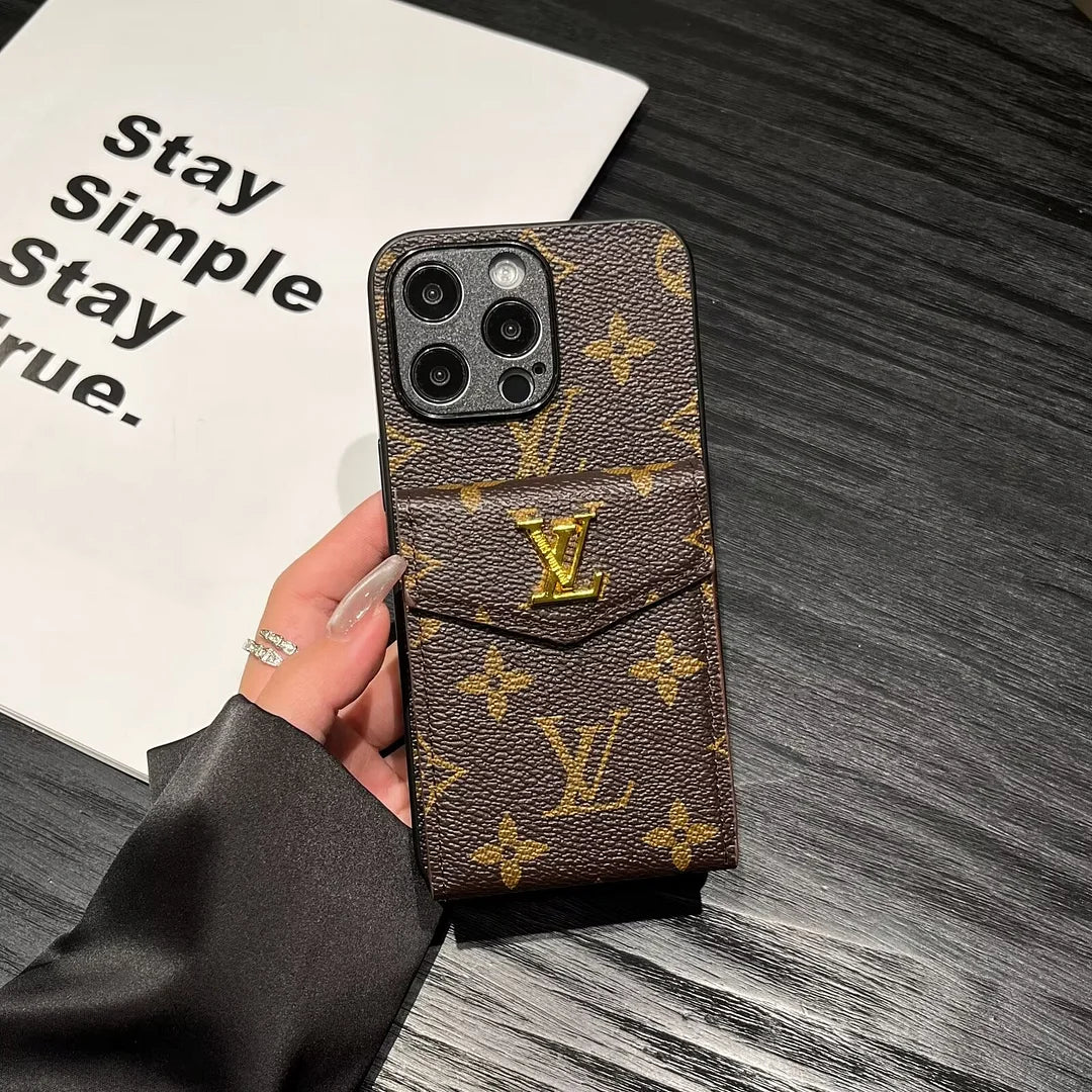 Luxury Card Holder Canvas Leather Apple iPhone Case Roxy New 2