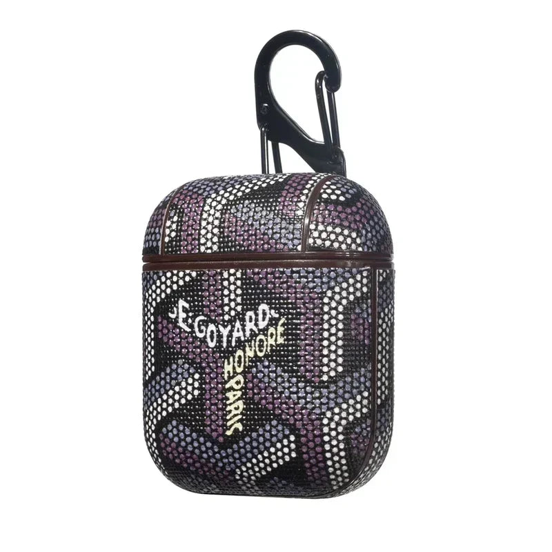 Premium Black GYD Monogram AirPods Case - Stealth Luxury Edition