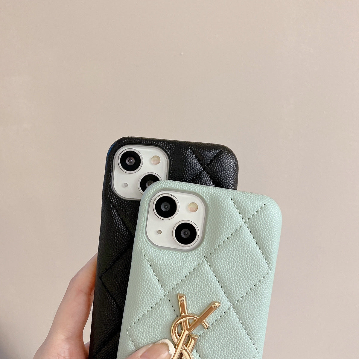 Luxury YSL Leather Phone Case for iPhone 12-18 Pro & Pro Max