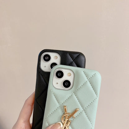 Luxury YSL Leather Phone Case for iPhone 12-18 Pro & Pro Max