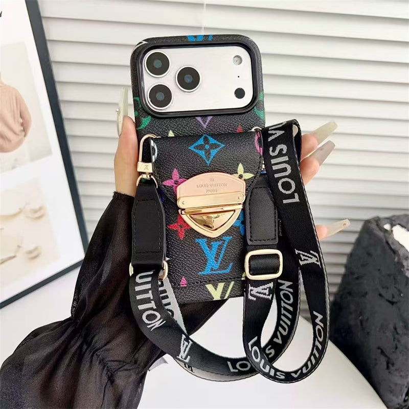 LV Luxury Phone Case with Strape For iPhone 12-18 Pro & Pro Max