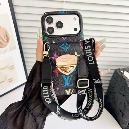 LV Luxury Phone Case with Strape For iPhone 12-18 Pro & Pro Max
