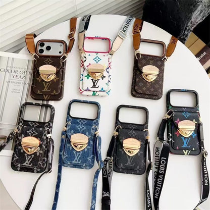 LV Luxury Phone Case with Strape For iPhone 12-18 Pro & Pro Max