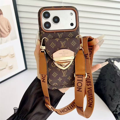 LV Luxury Phone Case with Strape For iPhone 12-18 Pro & Pro Max