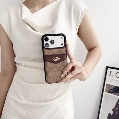Premium Card Holder Coach iPhone Case for 12-17 series