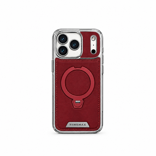 Magnetic Bracket Attraction Cowhide Leather Plating Case For iPhone
