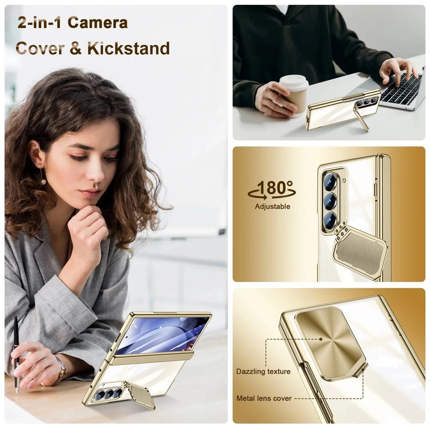 CrystalGuard Z Fold 6 Clear Camera Cover Kickstand Case theroxymob