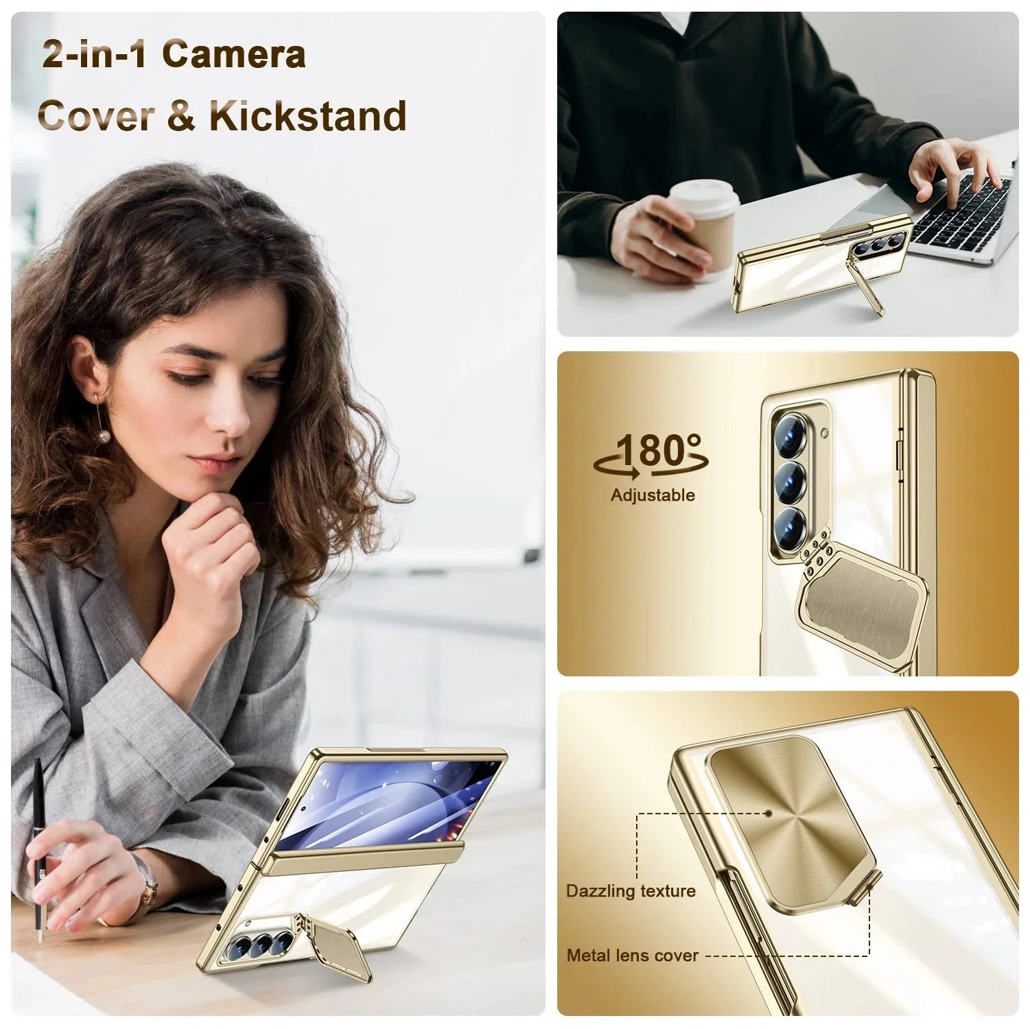 CrystalGuard Z Fold 6 Clear Camera Cover Kickstand Case theroxymob
