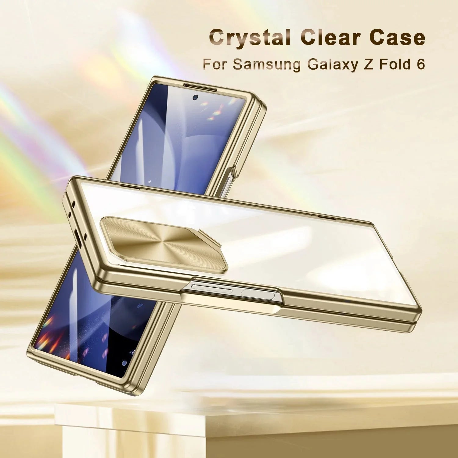CrystalGuard Z Fold 6 Clear Camera Cover Kickstand Case theroxymob