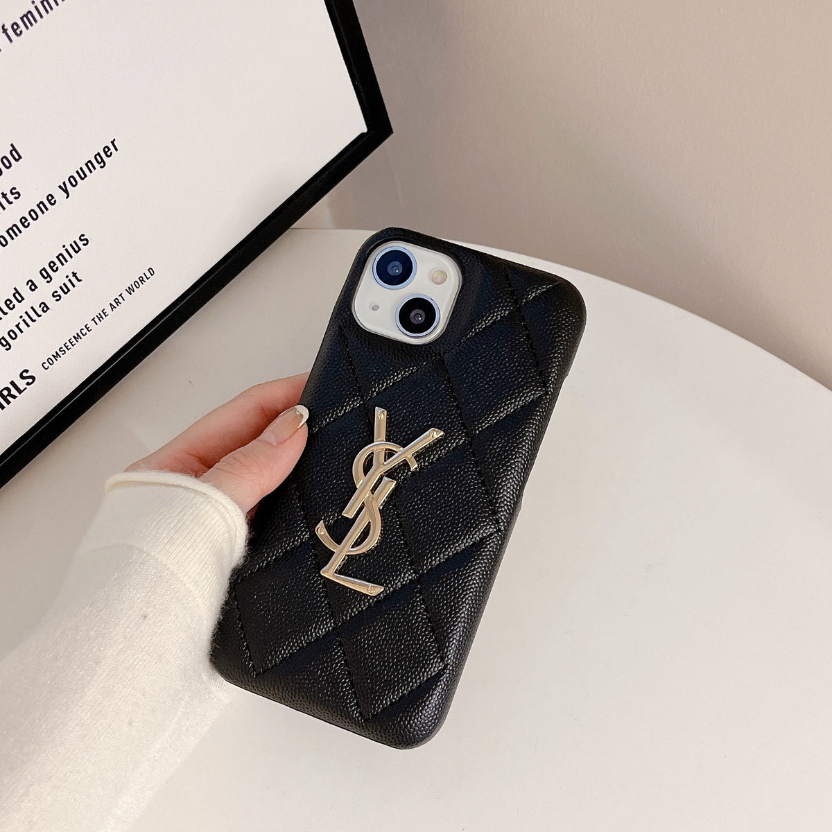 Luxury YSL Leather Phone Case for iPhone 12-18 Pro & Pro Max