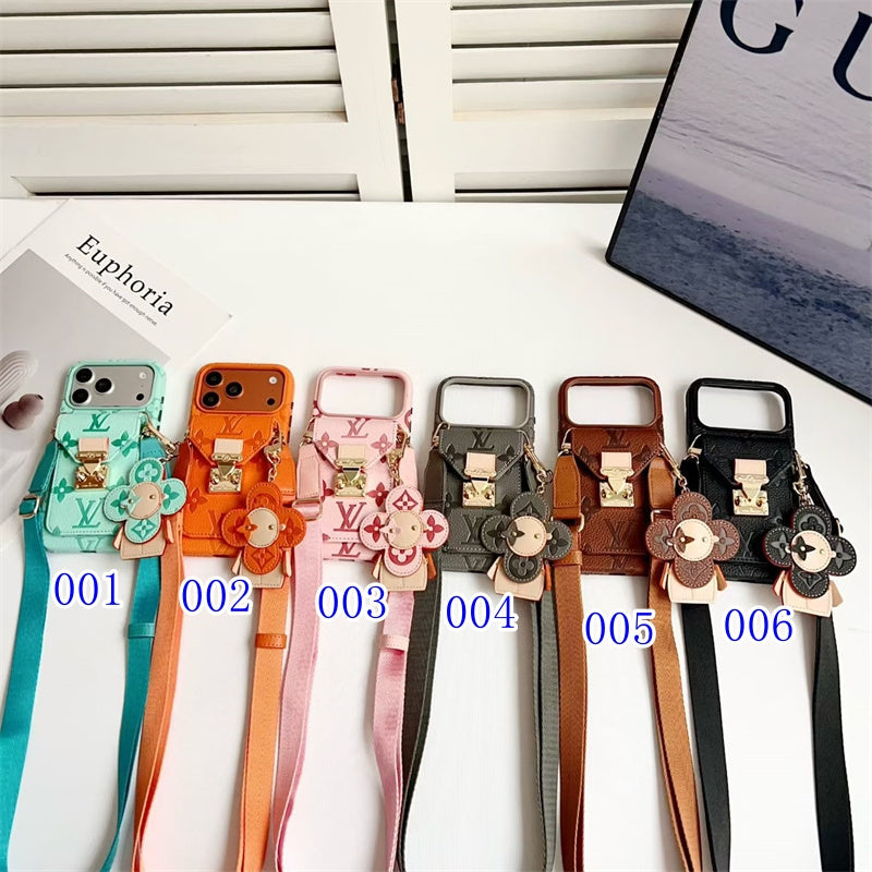 Luxury Monogram Crossbody Case with Detachable Wallet for iPhone 12-18 Pro & Pro Max