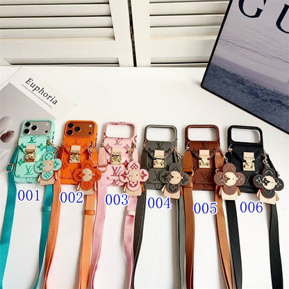 Luxury Monogram Crossbody Case with Detachable Wallet for iPhone 12-18 Pro & Pro Max