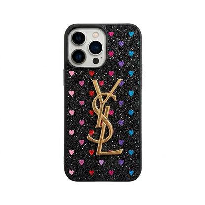 Electroplated Monogram Label Shiny Phone Case for iPhone 12-18 Pro & Pro Max