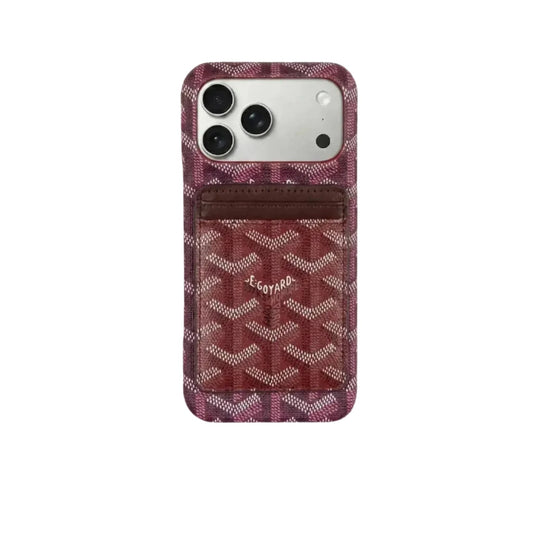GYD Chevron Pattern MagSafe Card Slot Case Burgundy for iPhone 13-18 Pro & Pro Max