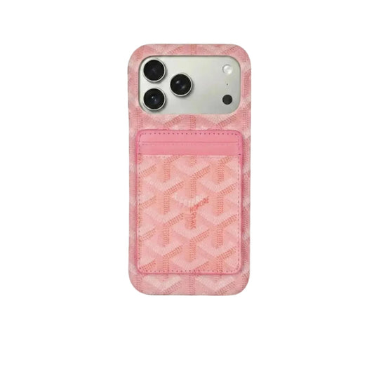GYD Chevron Pattern MagSafe Card Slot Leather Case Pink for iPhone 12-18 Pro & Pro Max