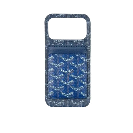 GYD Chevron Pattern MagSafe Card Slot Case Dusty Blue for iPhone 13-18 Pro & Pro Max
