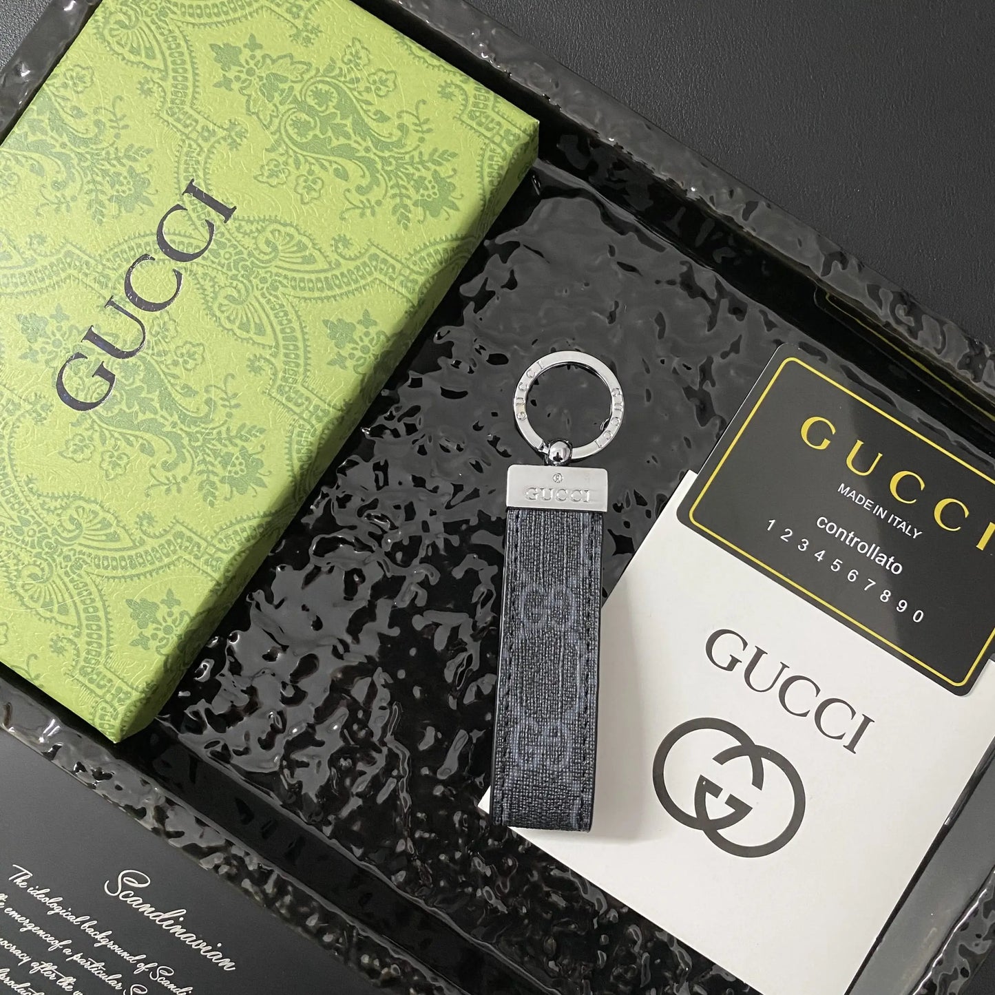 Leather GG Key Holder Bag Charm