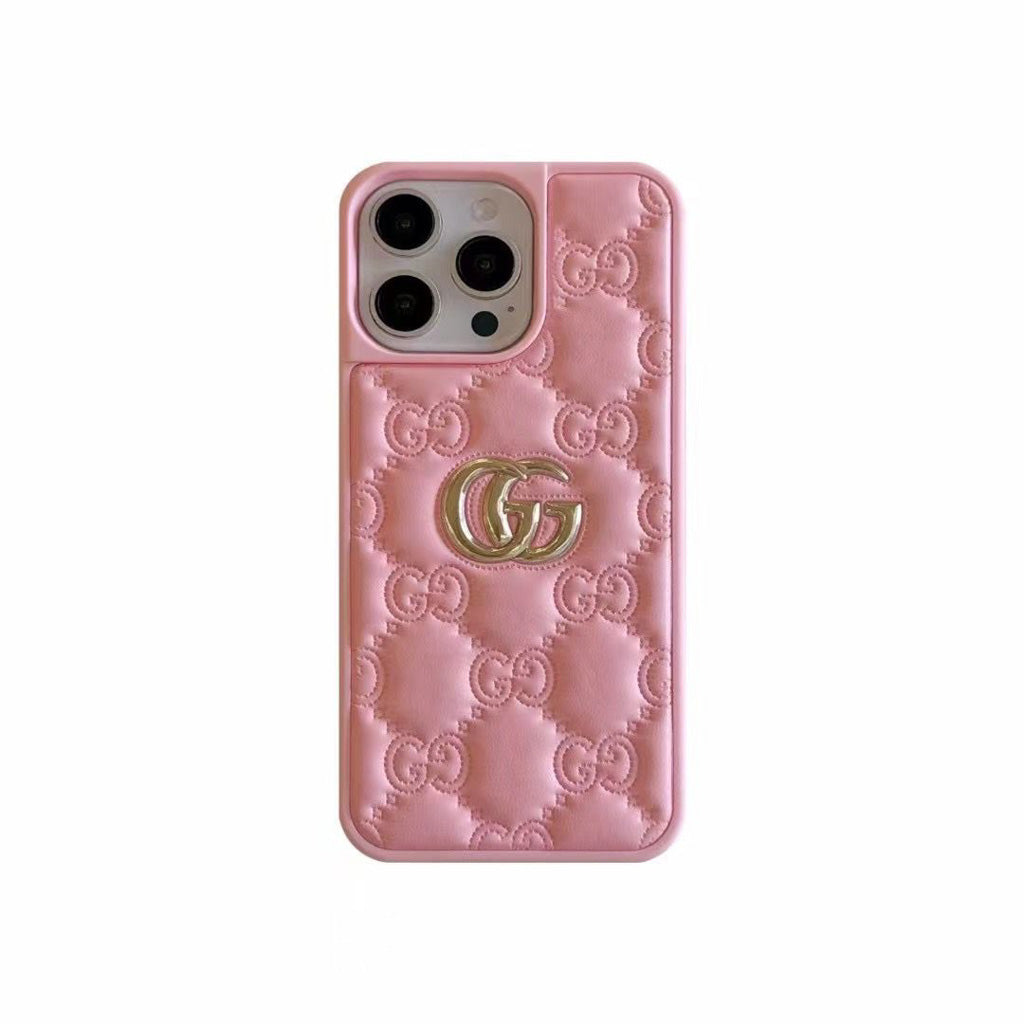 Luxury Stamped Quilted Heart Logo Case - iPhone 12-18 Pro & Pro Max