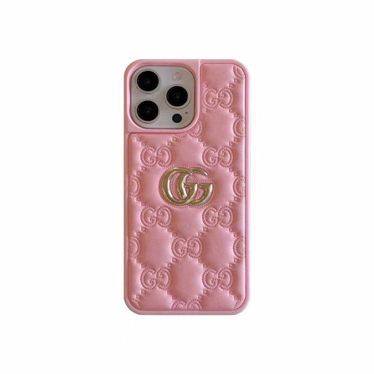 Luxury Stamped Quilted Heart Logo Case - iPhone 12-18 Pro & Pro Max