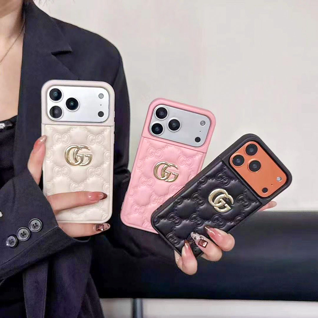 Luxury Stamped Quilted Heart Logo Case - iPhone 12-18 Pro & Pro Max